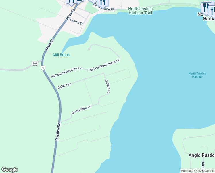 map of restaurants, bars, coffee shops, grocery stores, and more near 148 Gallant Lane in New Glasgow