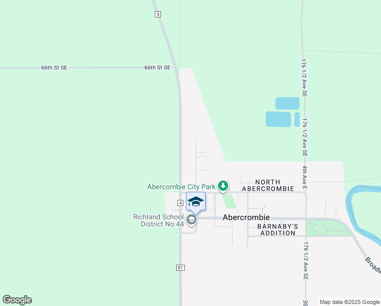map of restaurants, bars, coffee shops, grocery stores, and more near 505 Sheyenne Drive in Abercrombie