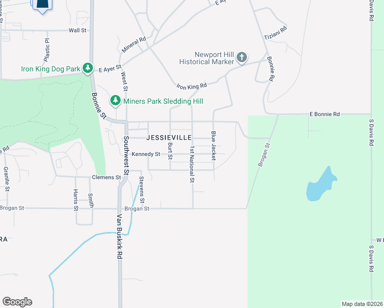 map of restaurants, bars, coffee shops, grocery stores, and more near 1st National Street in Ironwood