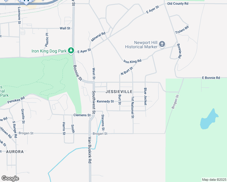 map of restaurants, bars, coffee shops, grocery stores, and more near 300-398 East Bundy Street in Ironwood