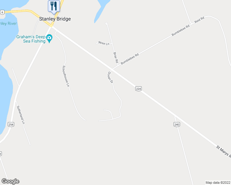 map of restaurants, bars, coffee shops, grocery stores, and more near Ocean Drive in Breadalbane
