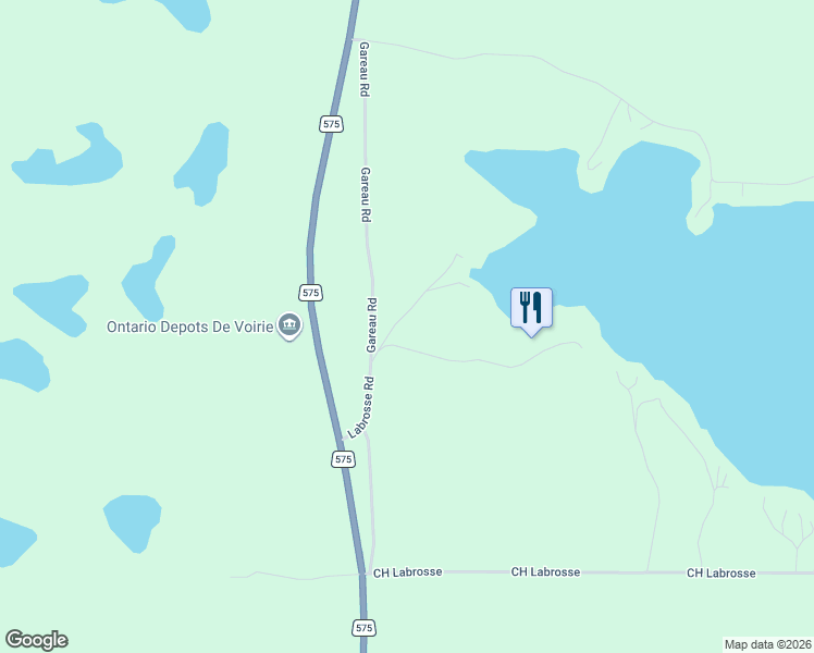 map of restaurants, bars, coffee shops, grocery stores, and more near Lac Cache Road in Verner