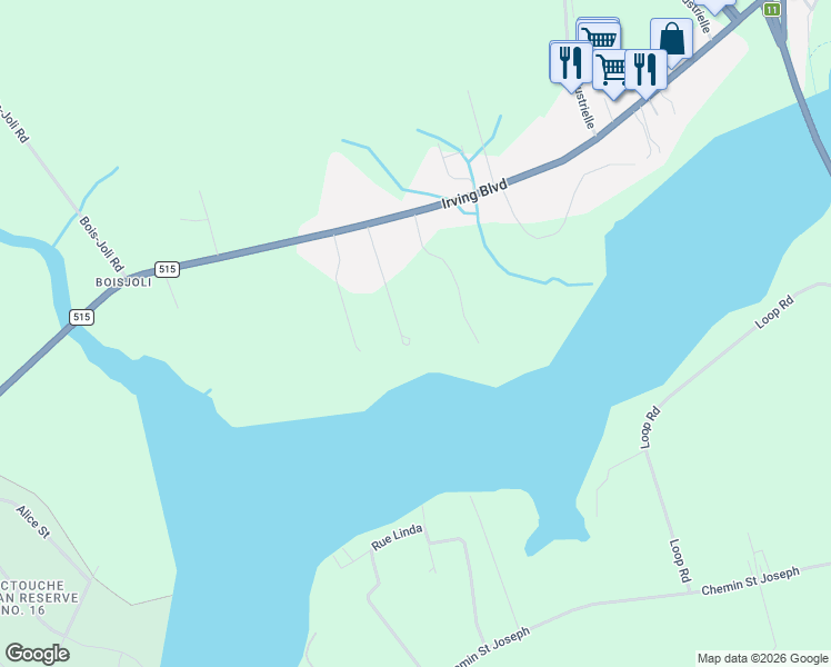 map of restaurants, bars, coffee shops, grocery stores, and more near 20 Allée Alyre in Bouctouche