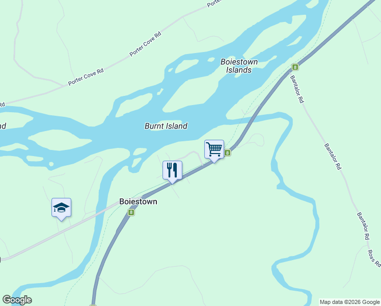 map of restaurants, bars, coffee shops, grocery stores, and more near 25 Company Road in Boiestown