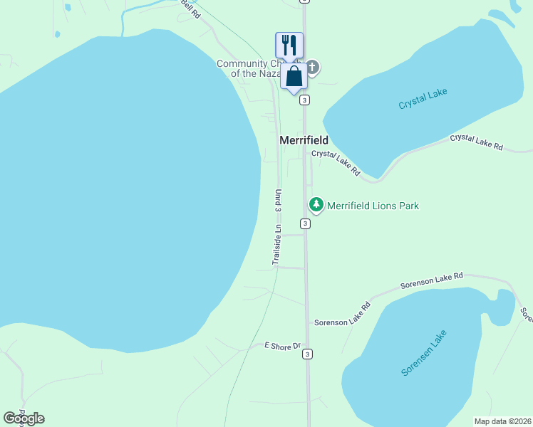 map of restaurants, bars, coffee shops, grocery stores, and more near 21321 Trailside Lane in Merrifield