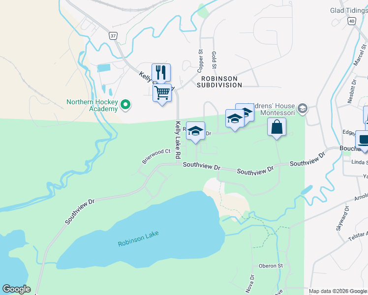 map of restaurants, bars, coffee shops, grocery stores, and more near 1568 Kelly Lake Road in Sudbury