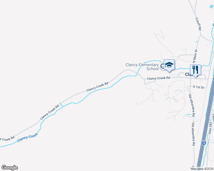 map of restaurants, bars, coffee shops, grocery stores, and more near in Clancy