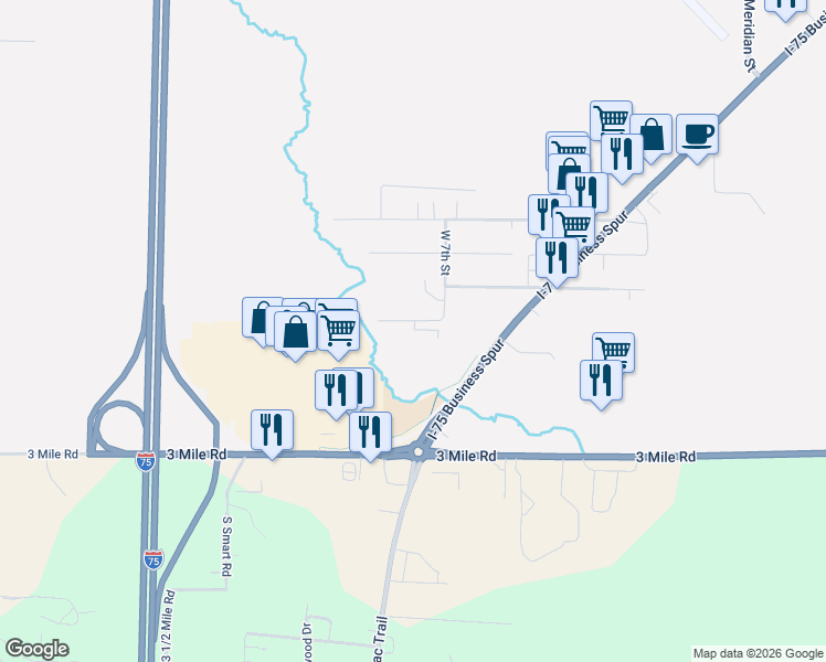 map of restaurants, bars, coffee shops, grocery stores, and more near 807 West 28th Avenue in Sault Ste. Marie