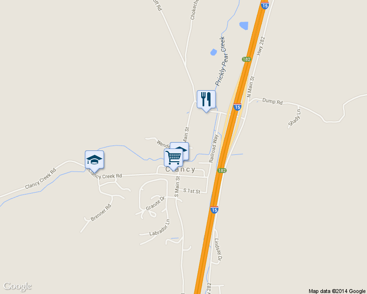 map of restaurants, bars, coffee shops, grocery stores, and more near 14 Cherry Street in Clancy