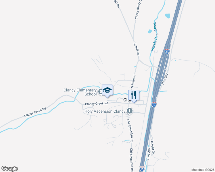 map of restaurants, bars, coffee shops, grocery stores, and more near 14 Cherry Street in Clancy