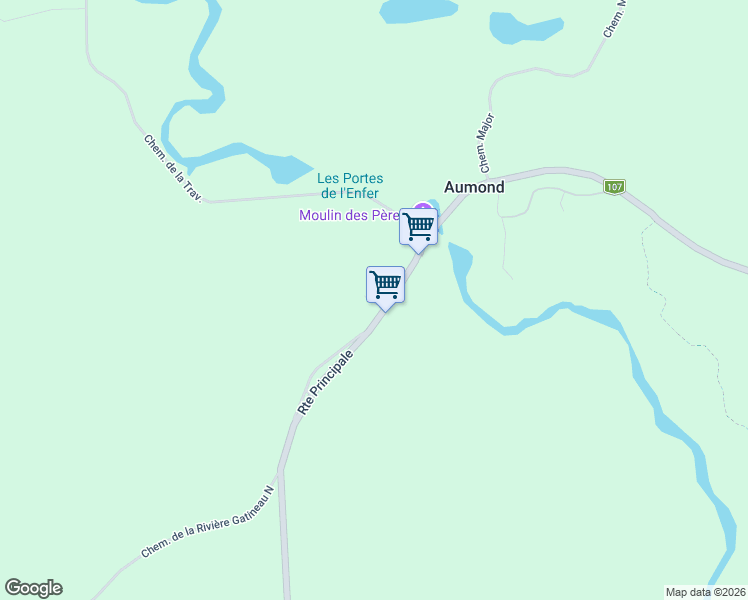 map of restaurants, bars, coffee shops, grocery stores, and more near 672 Route Principale in Aumond