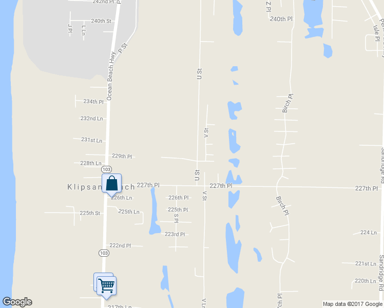 map of restaurants, bars, coffee shops, grocery stores, and more near 22905 U Street in Ocean Park