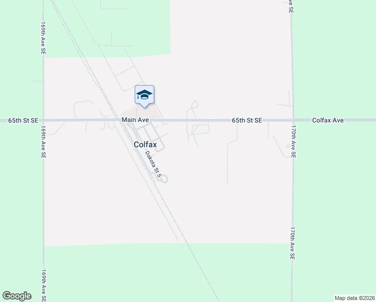 map of restaurants, bars, coffee shops, grocery stores, and more near 300 Blaine Street South in Colfax