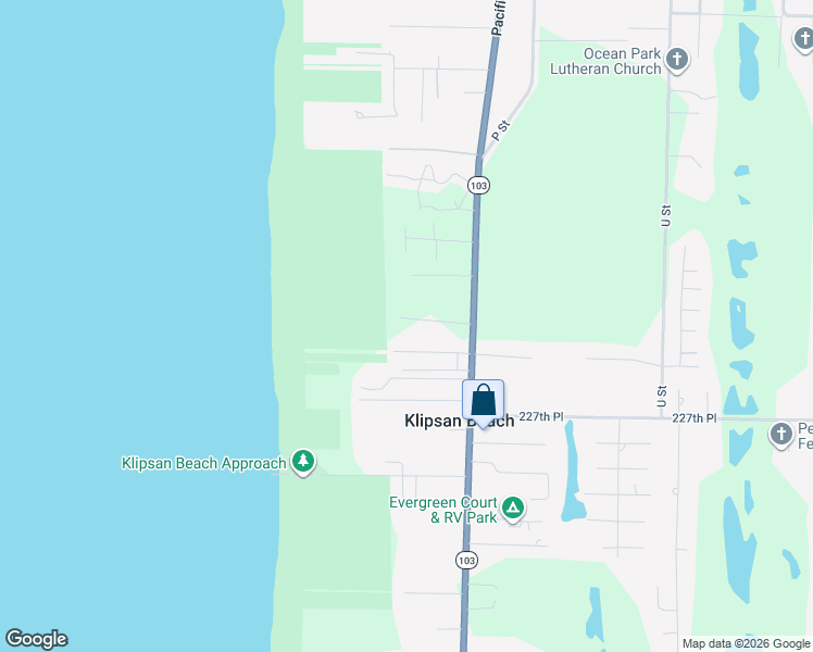 map of restaurants, bars, coffee shops, grocery stores, and more near 1129 229th Place in Ocean Park