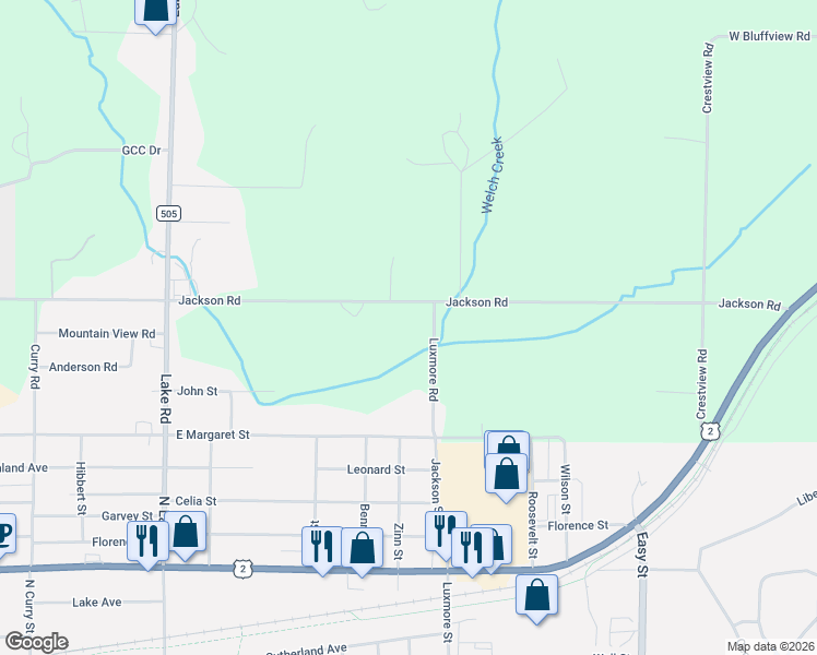 map of restaurants, bars, coffee shops, grocery stores, and more near Jackson Road in Ironwood