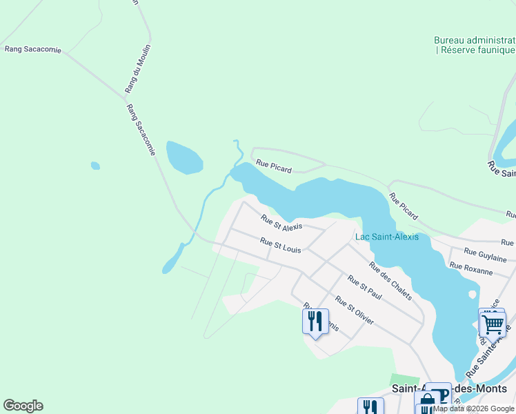 map of restaurants, bars, coffee shops, grocery stores, and more near 140 Rue Saint Alexis in Saint-Alexis-des-Monts