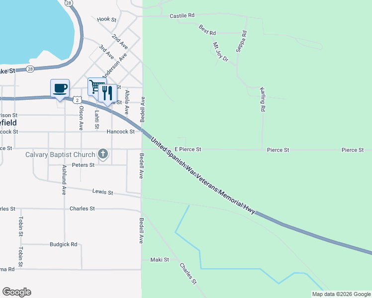 map of restaurants, bars, coffee shops, grocery stores, and more near 2044 East Pierce Street in Wakefield