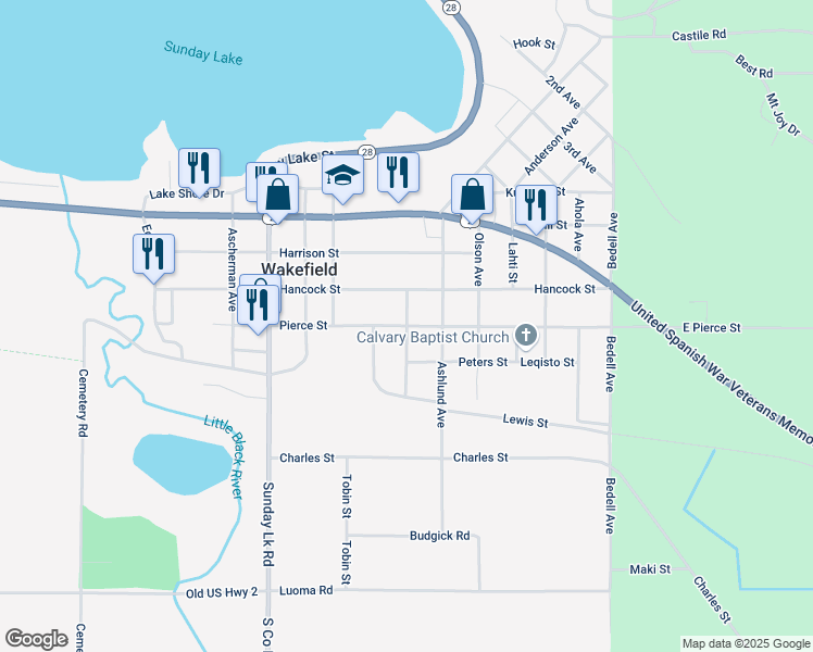map of restaurants, bars, coffee shops, grocery stores, and more near 500 Neidhold Avenue in Wakefield