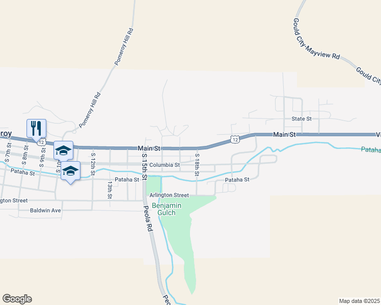 map of restaurants, bars, coffee shops, grocery stores, and more near 1710-1792 Columbia St in Pomeroy
