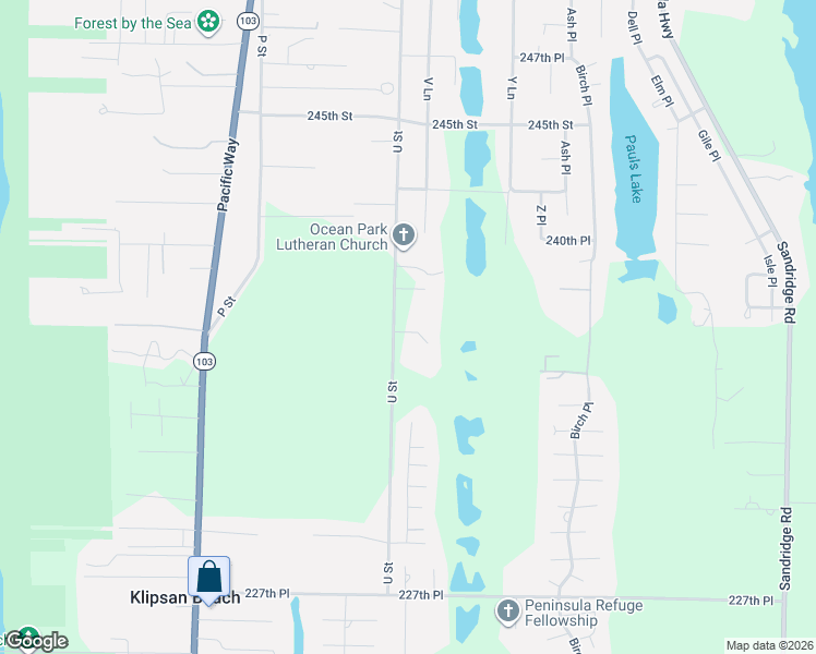 map of restaurants, bars, coffee shops, grocery stores, and more near 23718 U Street in Ocean Park