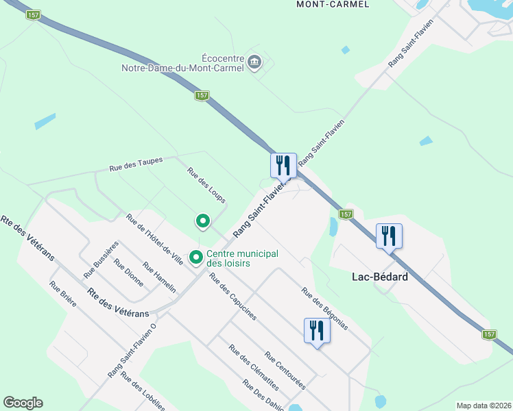 map of restaurants, bars, coffee shops, grocery stores, and more near 983 Rang Saint-Flavien in Notre-Dame-du-Mont-Carmel