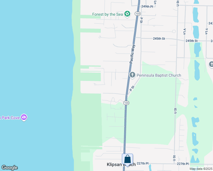 map of restaurants, bars, coffee shops, grocery stores, and more near 23707 K Place in Ocean Park