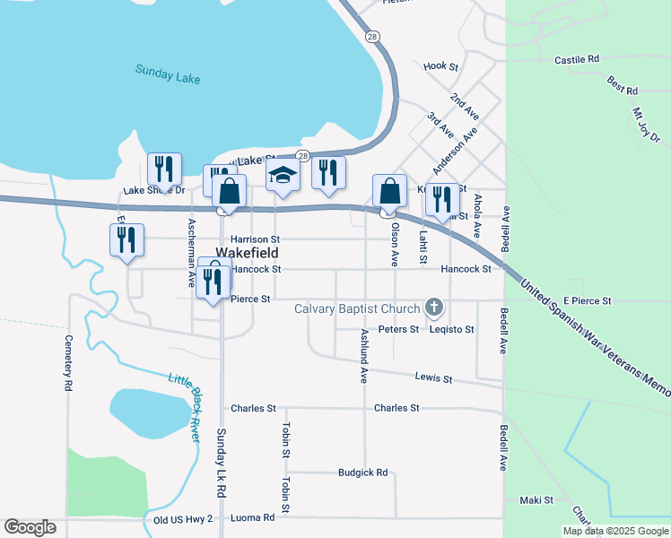 map of restaurants, bars, coffee shops, grocery stores, and more near 898 Hancock Street in Wakefield
