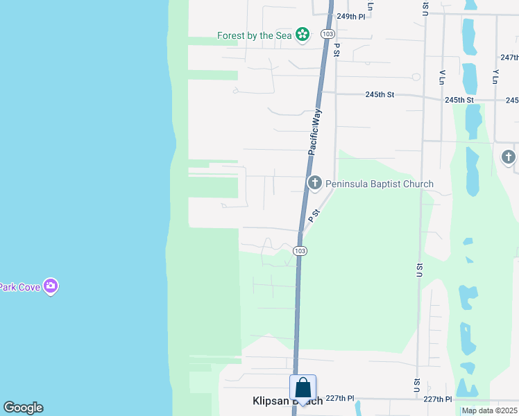 map of restaurants, bars, coffee shops, grocery stores, and more near 23707 K Place in Ocean Park
