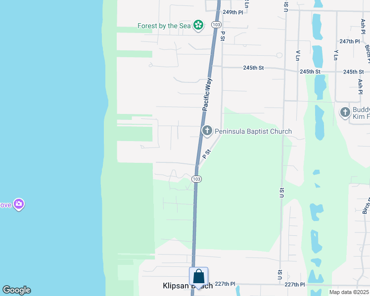 map of restaurants, bars, coffee shops, grocery stores, and more near 23723 Pacific Way in Ocean Park