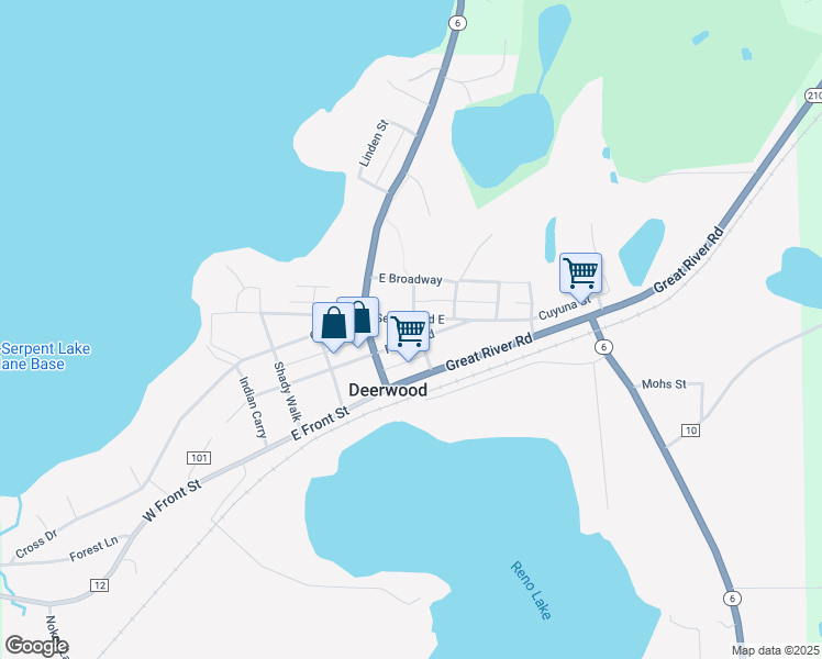 map of restaurants, bars, coffee shops, grocery stores, and more near 23770 Forest Road in Deerwood