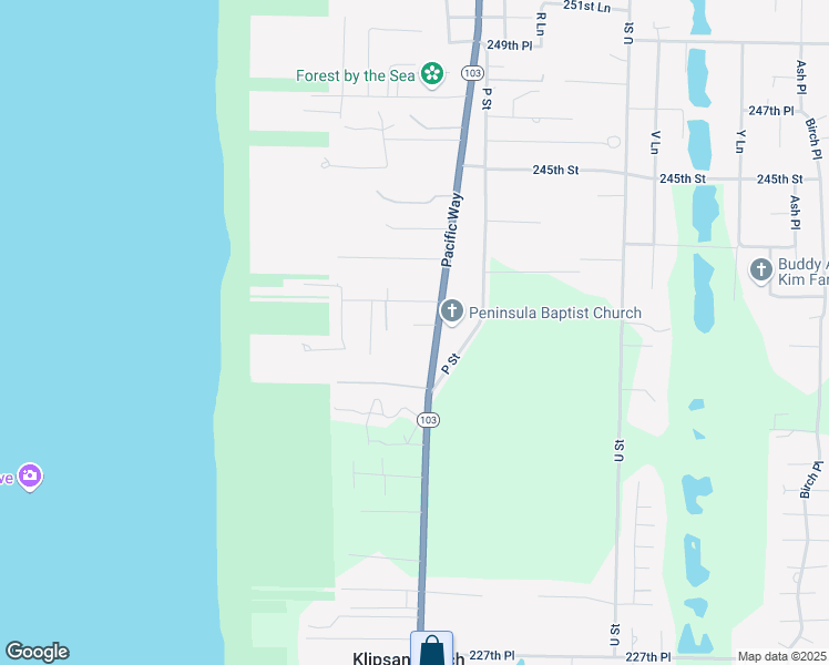 map of restaurants, bars, coffee shops, grocery stores, and more near 23723 Pacific Way in Ocean Park
