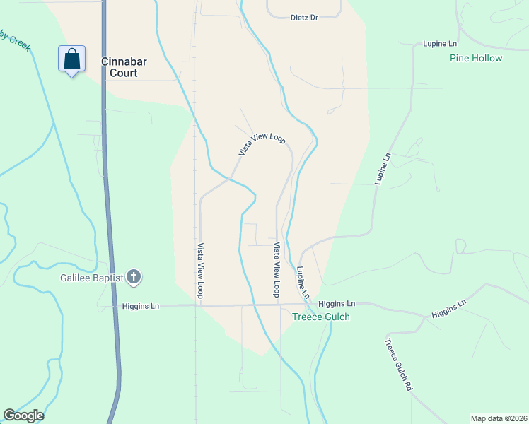 map of restaurants, bars, coffee shops, grocery stores, and more near Vista View Loop in Stevensville