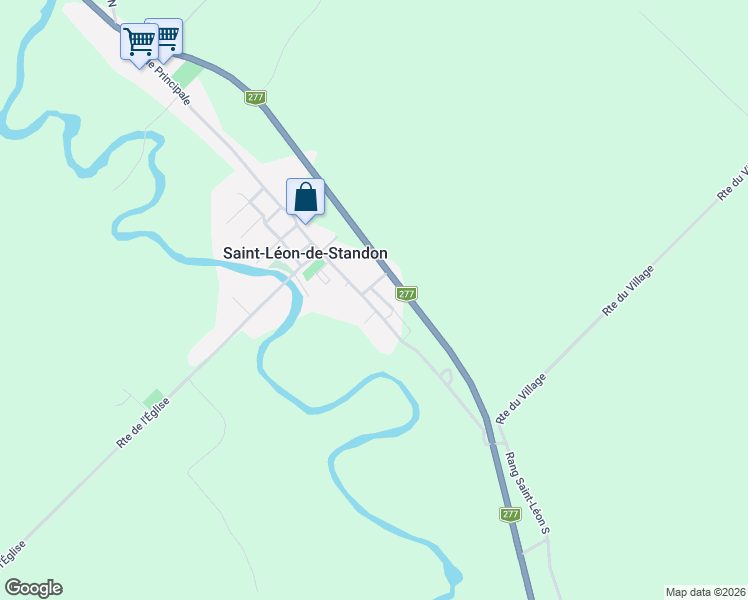 map of restaurants, bars, coffee shops, grocery stores, and more near 537 Rue Principale in Saint-Léon-de-Standon