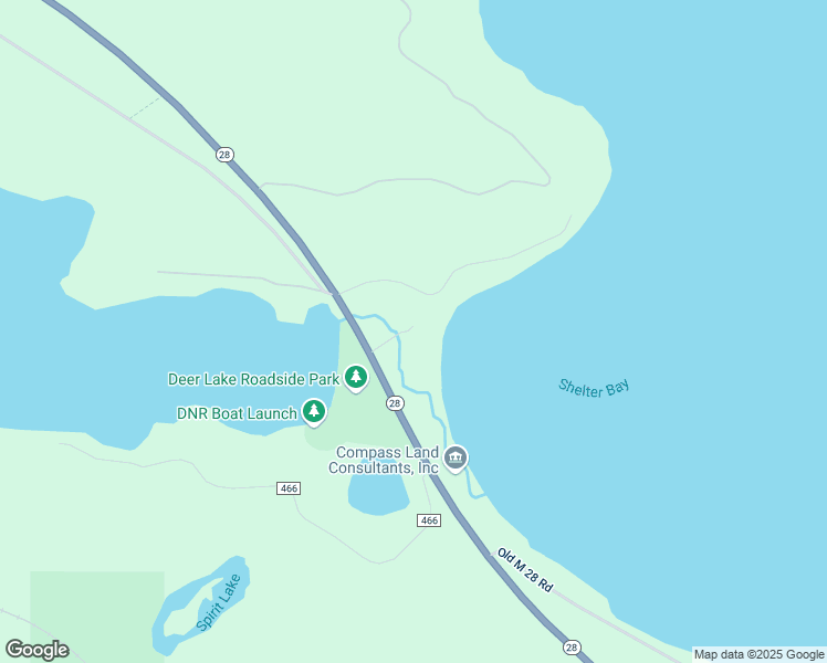 map of restaurants, bars, coffee shops, grocery stores, and more near E3216 Michigan 28 in Au Train