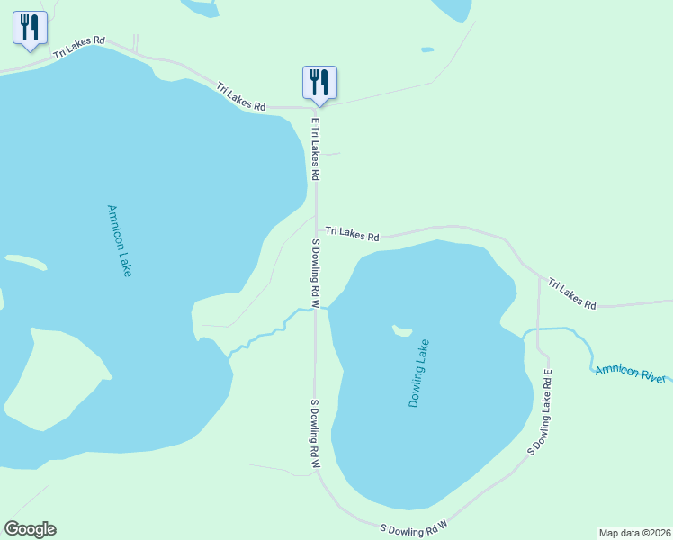 map of restaurants, bars, coffee shops, grocery stores, and more near 7930 East Tri Lakes Road in Superior