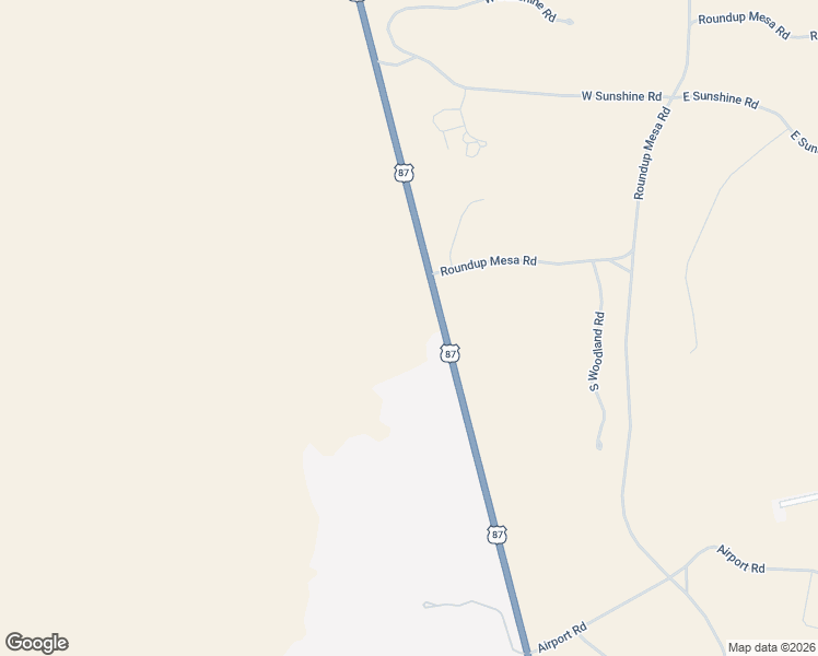 map of restaurants, bars, coffee shops, grocery stores, and more near 275 U.S. 87 in Roundup