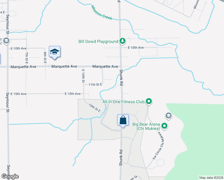 map of restaurants, bars, coffee shops, grocery stores, and more near 1700 East 15th Avenue in Sault Ste. Marie
