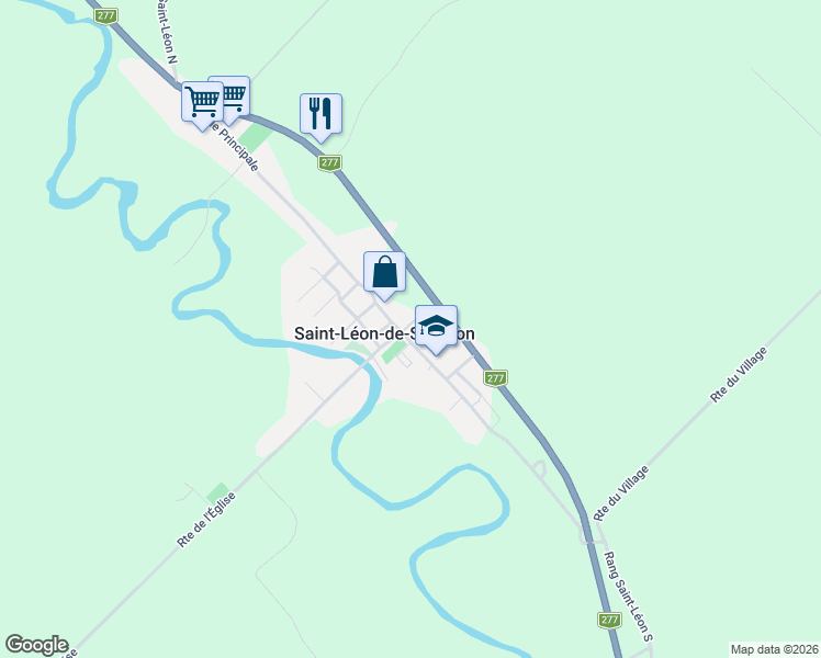 map of restaurants, bars, coffee shops, grocery stores, and more near 507 Rue Principale in Saint-Léon-de-Standon