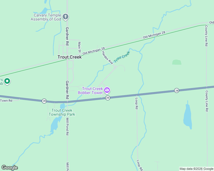 map of restaurants, bars, coffee shops, grocery stores, and more near 106 High Street in Trout Creek