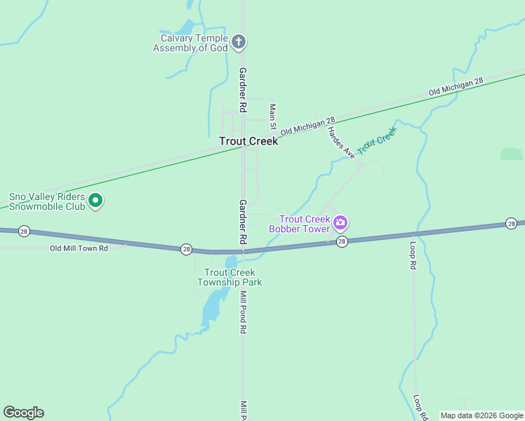 map of restaurants, bars, coffee shops, grocery stores, and more near 2-114 Weidman St in Trout Creek