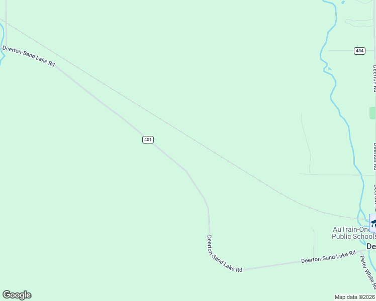 map of restaurants, bars, coffee shops, grocery stores, and more near Deerton-Sand Lake Road in Deerton