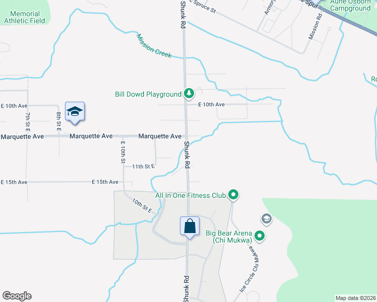map of restaurants, bars, coffee shops, grocery stores, and more near 1806-1844 Shunk Road in Sault Ste. Marie