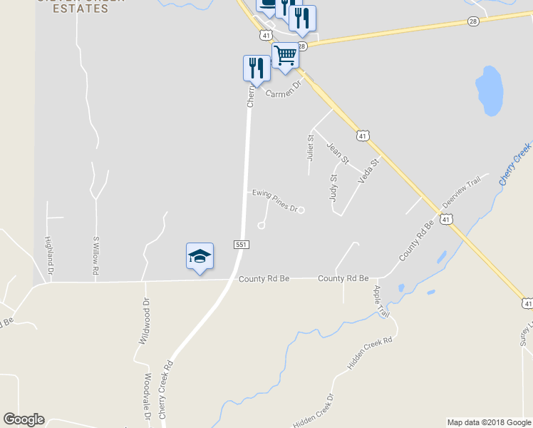 map of restaurants, bars, coffee shops, grocery stores, and more near Windmill Lane in Chocolay Charter Township