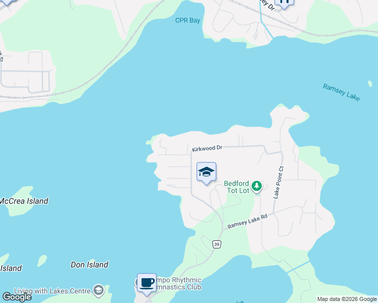 map of restaurants, bars, coffee shops, grocery stores, and more near 940 Roderick Avenue in Greater Sudbury