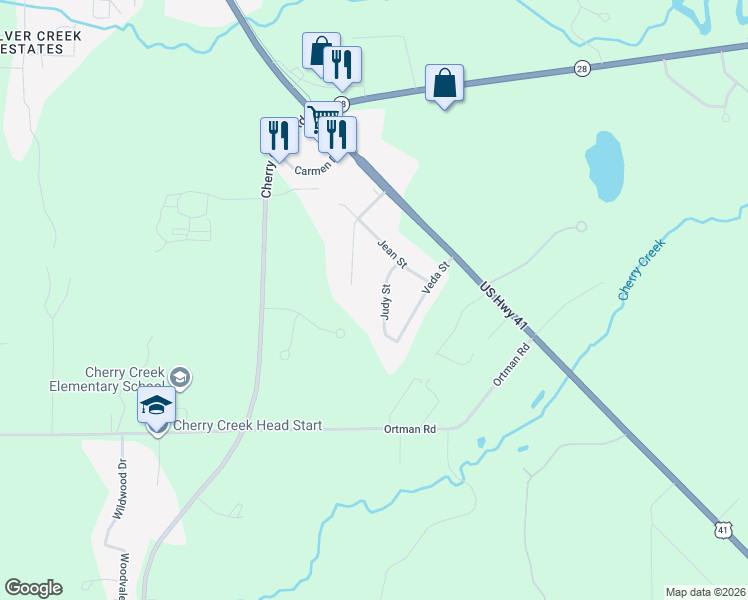 map of restaurants, bars, coffee shops, grocery stores, and more near 200-214 Judy St in Chocolay Charter Township