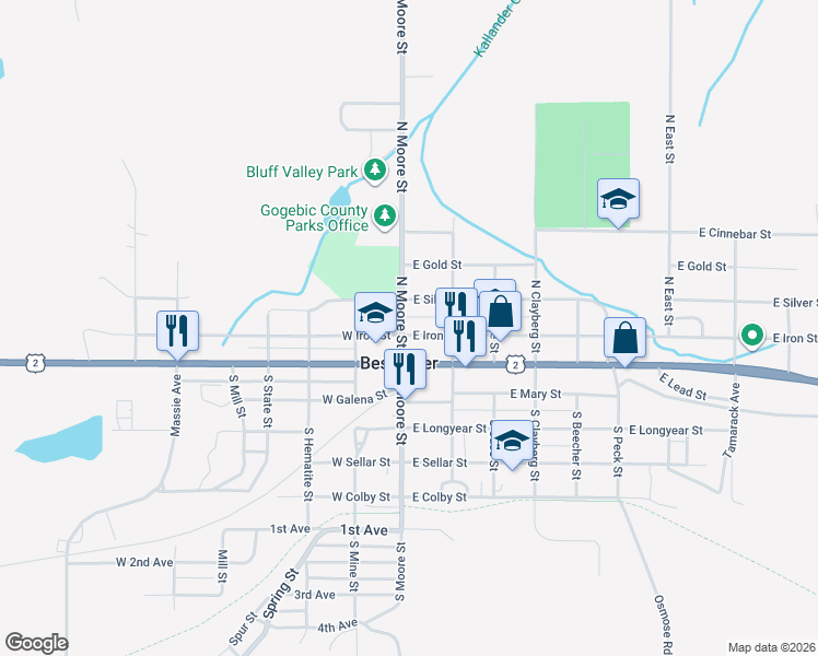 map of restaurants, bars, coffee shops, grocery stores, and more near in Bessemer