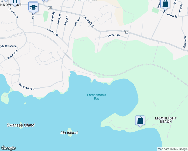 map of restaurants, bars, coffee shops, grocery stores, and more near 2423 Navanod Road in Greater Sudbury