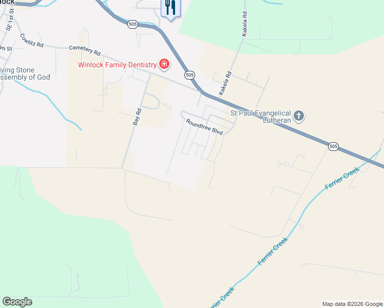 map of restaurants, bars, coffee shops, grocery stores, and more near 510 Powell Avenue in Winlock
