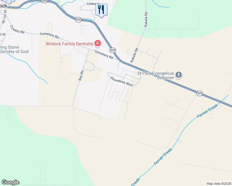 map of restaurants, bars, coffee shops, grocery stores, and more near 700 Miller Street in Winlock