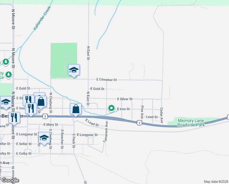 map of restaurants, bars, coffee shops, grocery stores, and more near 1001-1109 East Gold Street in Bessemer